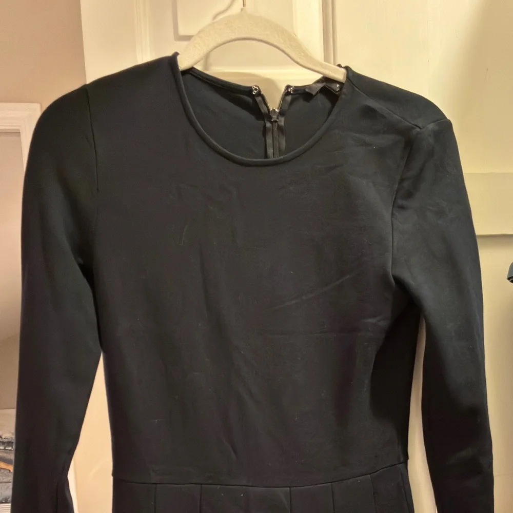 J. Crew Womens A Line Dress Black Pleated Long Sleeve‎ Sz 4